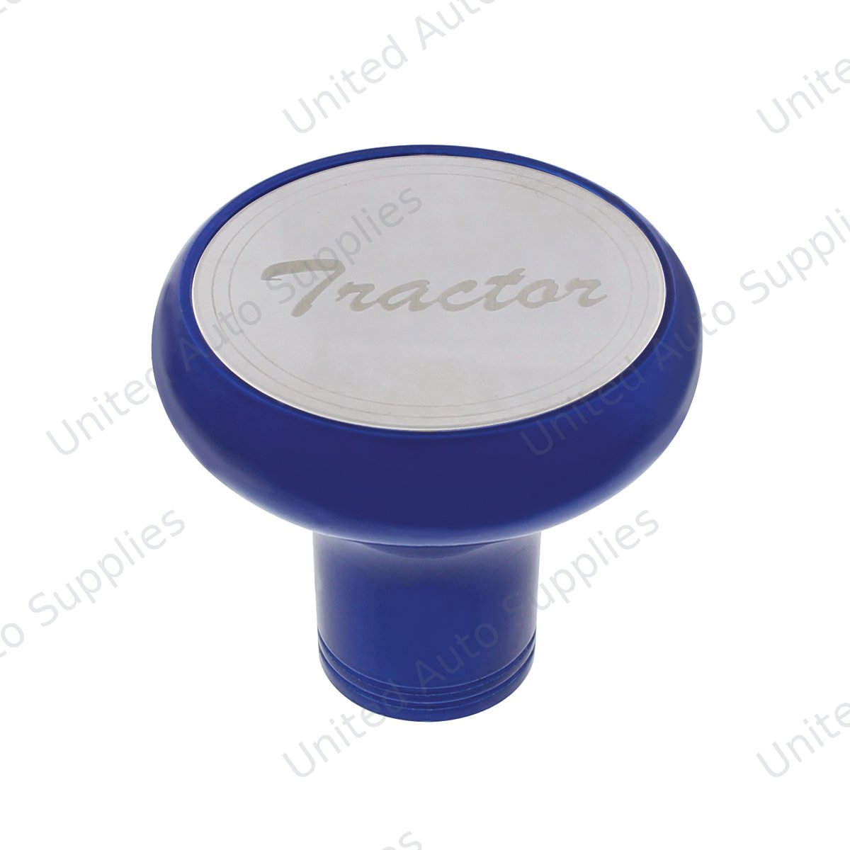 Deluxe Aluminum Screw-On Air Valve Knob With Stainless Tractor Plaque - Indigo Blue