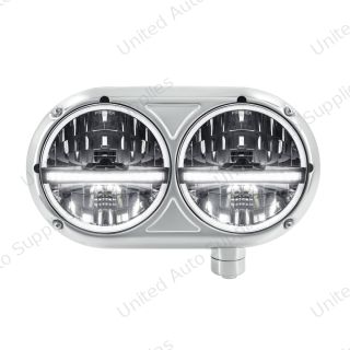 Headlight Assembly With 304 SS Housing & 20 LED Headlights W/LED Position Light For Peterbilt 359-Passenger