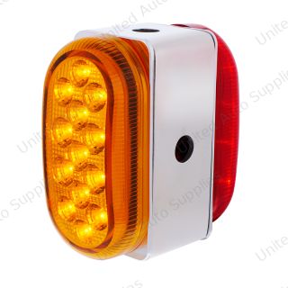 26 LED Dual Function Reflector Double Face Oval Light With SS Bracket - Amber & Red LED/Amber & Red Lens