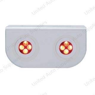 Stainless Light Bracket With 2X 4 LED Fastener Lights - Red LED/Clear Lens