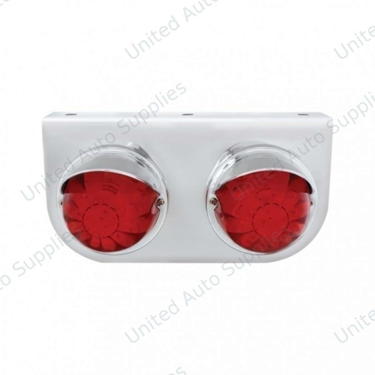 SS Light Bracket With 2X 17 LED Dual Function Watermelon Lights & Visors - Red LED/Red Lens