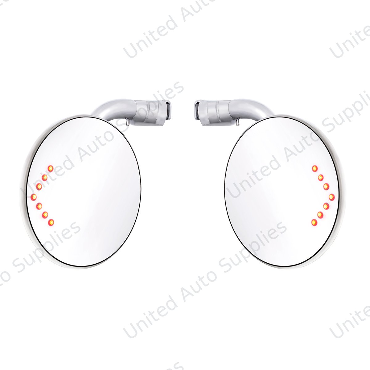 4" Curved Arm Peep Mirror Bundle With Convex Mirror Glass & LED Turn Signal (Pair)