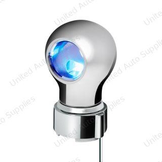 Thread-On Chrome Charlotte Gearshift Knob With LED 9/10 Speed Adapter-Blue LED