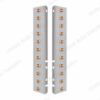 SS Front Air Cleaner Bracket With 22X 2 Amber LED 3/4" Mini Lights & SS Bezels For Peterbilt-Amber Lens