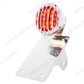 Motorcycle LED "Bobber" Style Vertical Tail Light With Chrome Grille Bezel-Smoke Lens