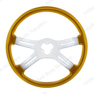 18" Candy Color 4 Spoke Steering Wheel - Electric Yellow