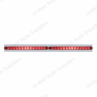 Chrome Top Mud Flap Plate With Two 14 LED 12" Light Bars - Red LED/Red Lens (Each)