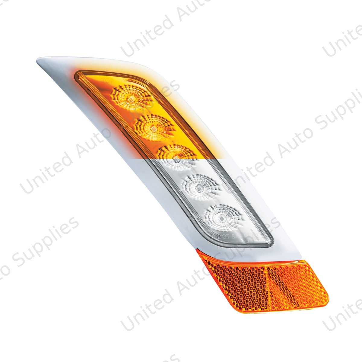 Double Fury 5 LED Fender Turn Signal Light For 2012-2021 Peterbilt 579-Amber & White LED,Passenger