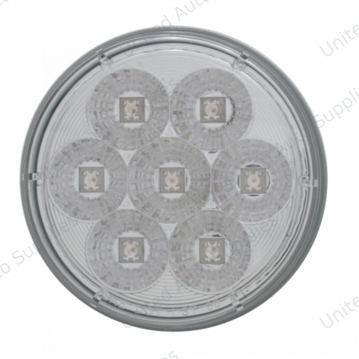 7 LED 4" Round Reflector Light (Stop, Turn & Tail) - Red LED/Clear Lens