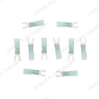 16-14 AWG #8 Stud CS Heat Shrink Spade Terminal - Blue (10-Pack)
