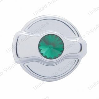 Chrome Plastic A/C Control Knob For 2005 & Older Peterbilt- Green Crystal