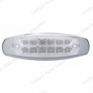 12 LED Reflector Rectangular Light With Bezel (Clearance/Marker) - Red LED/Clear Lens