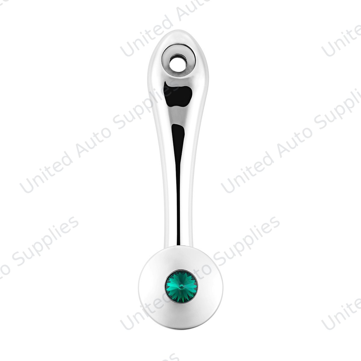 Chrome Die-Cast Window Crank With 16-Spline 7/16” OD Adapter - Green Crystal