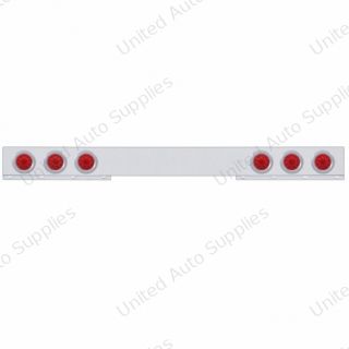 Chrome 1 Piece Rear Light Bar With Six 10 LED 4" Lights & Bezels - Red LED/Red Lens