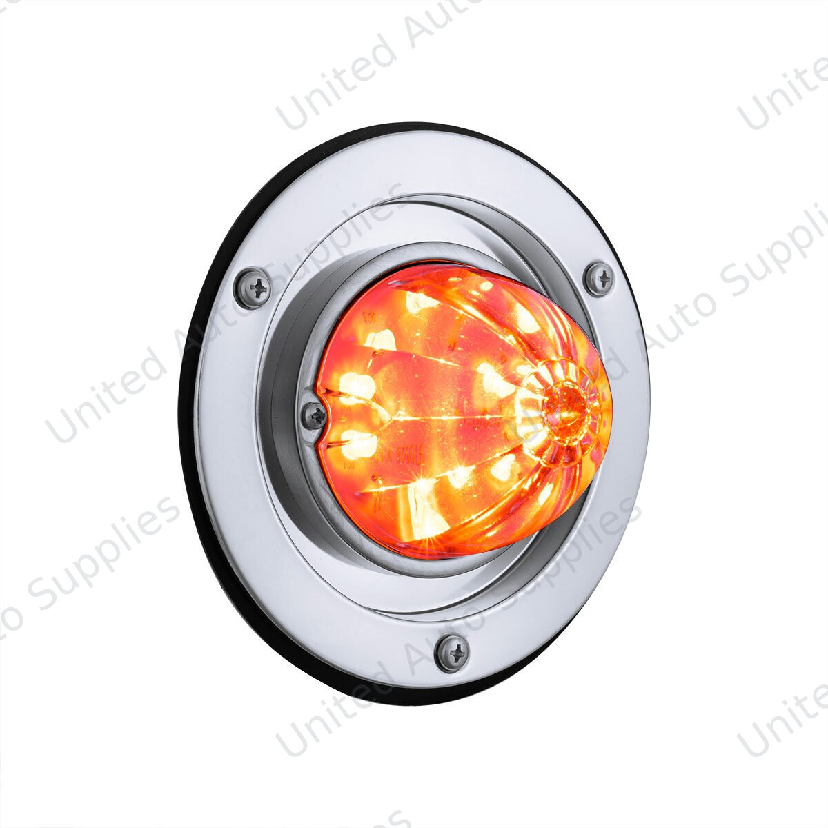 17 LED Dual Function Watermelon Light Sleeper Bunk Kit With 304 Stainless Steel Bezel-Amber LED/Clear Lens