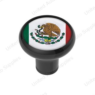 1/2"-13 Thread-On Gearshift Knob With Mexico Flag Sticker - Black