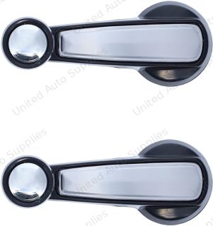 Window Crank Handle RH = LH (2pcs) Plastic Black Knob + Black Handle (Plastic) + Alu. Cover for 1978-1980 Chevrolet Blazer