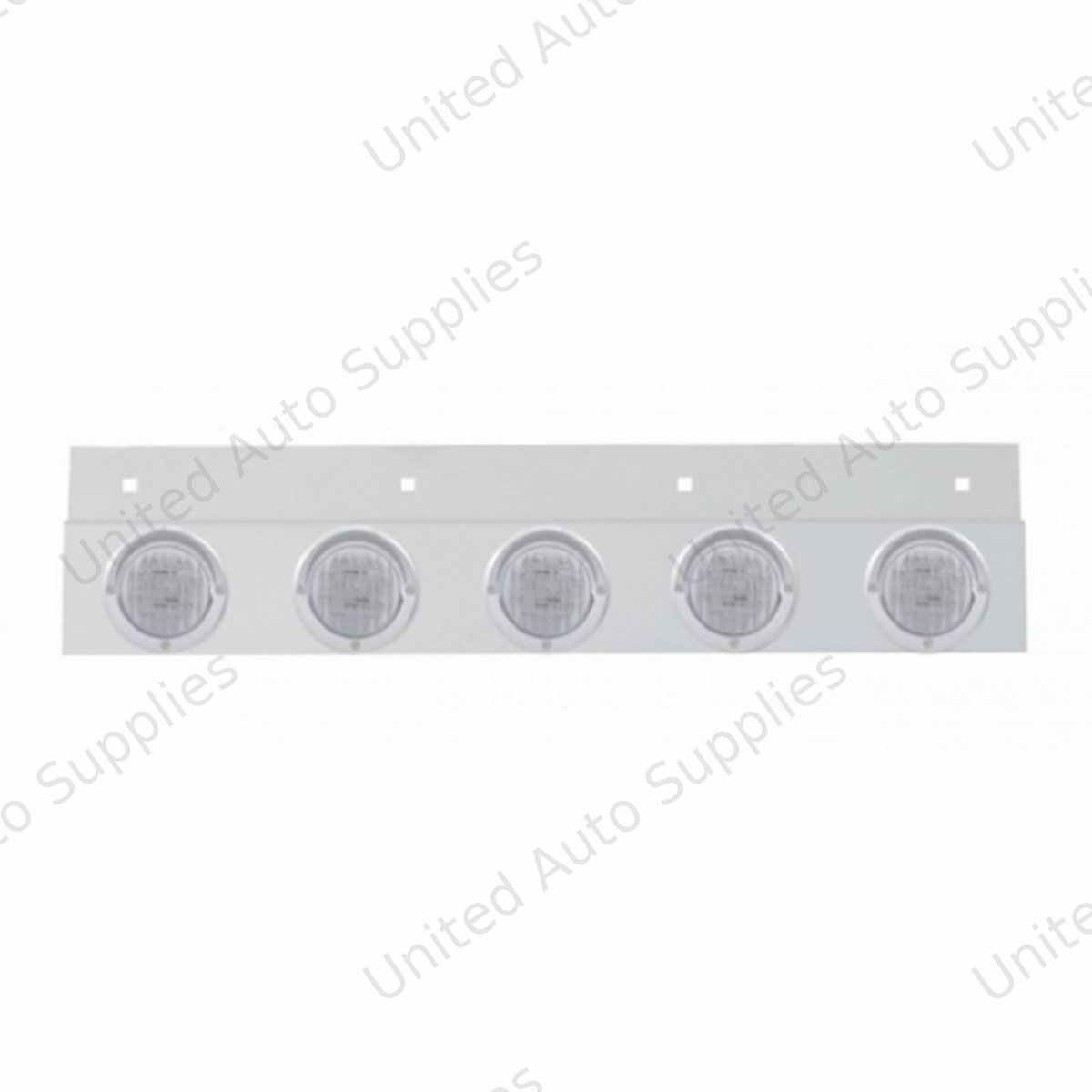 Stainless Top Mud Flap Plate With 5X 9 LED 2" Lights & Visors - Red LED/Clear Lens (Each)
