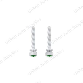 Chrome Long Dash Screw With Green Crystal For Freightliner (2-Pack)