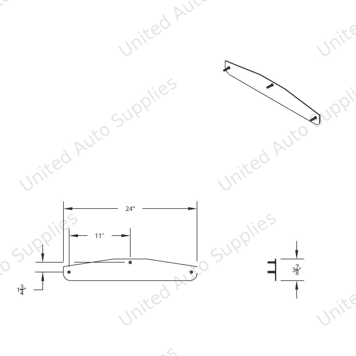 4" X 24" Chrome Freightshaker Bottom Mud Flap Plate - Bolt Thru (Card of 2)