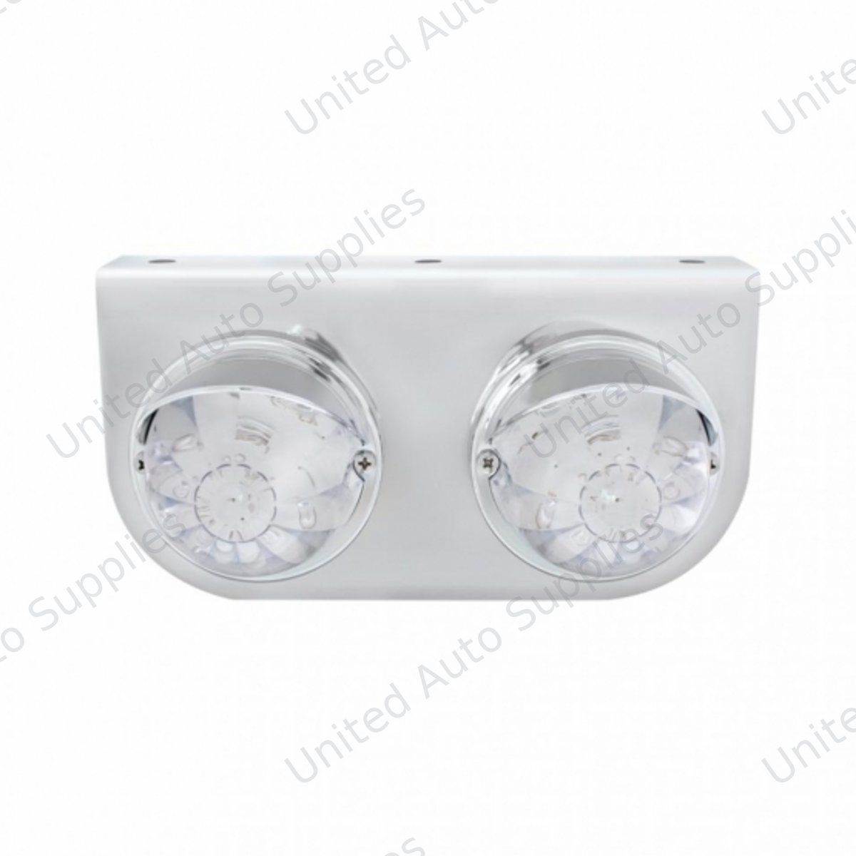 Stainless Light Bracket With 2X 17 LED Watermelon Lights & Visors - Red LED/Clear Lens