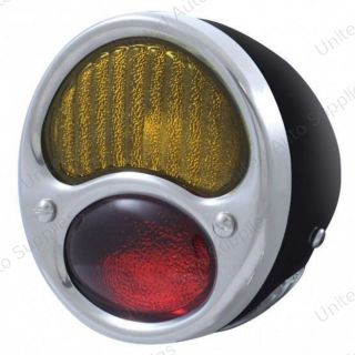 12V Tail Light Assembly With Black Housing & Red/Amber Lens For 1928-31 Ford Model A - L/H