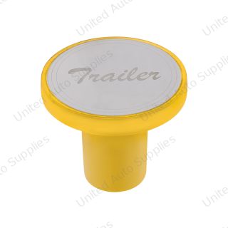 Aluminum Screw-On Air Valve Knob With Stainless Trailer Plaque - Electric Yellow