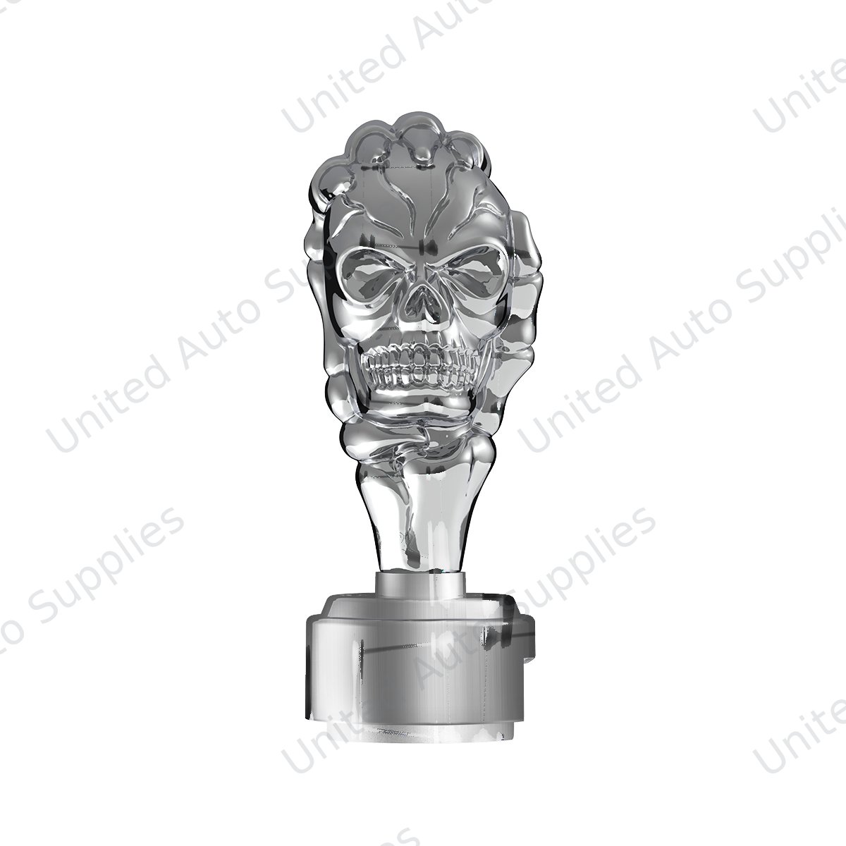 Thread-On Skull Gearshift Knob With 13/15/18 Speed Adapter - Chrome