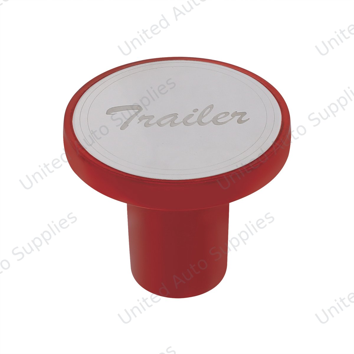 Aluminum Screw-On Air Valve Knob With Stainless Trailer Plaque - Candy Red