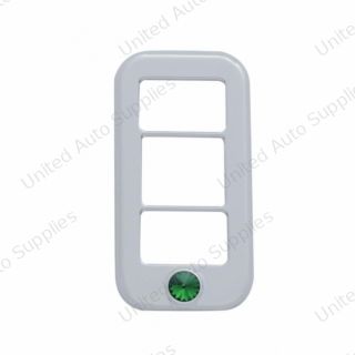Rocker Switch Cover With 3 Openings & Green Crystal For Freightliner (3-Pack)