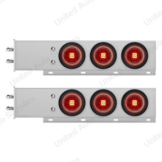 2.5" Bolt Pattern Chrome Spring Loaded Bar W/6X 4" 13 LED Abyss Lights - Red LED/Red Lens (Pair)