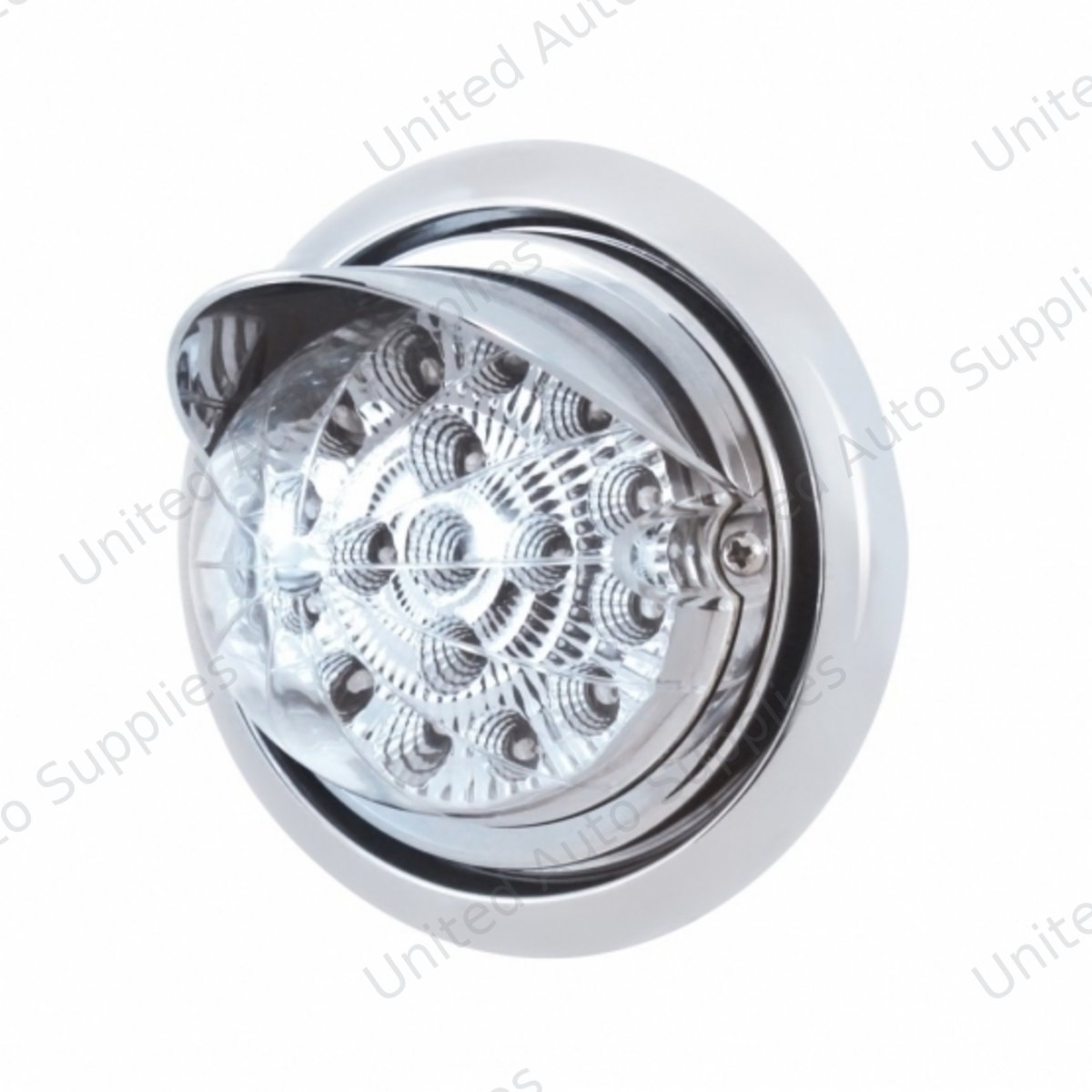 Front Bumper Light With 17 Amber LED Dual Function Clear Reflector Light & Visor For FL Columbia - Clear Lens