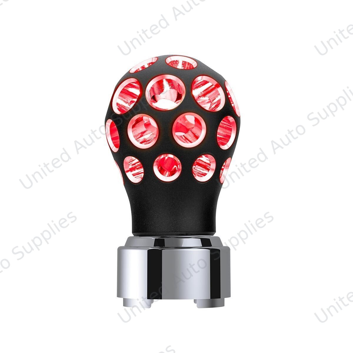 Thread-On Matte Black Phoenix Ball Gearshift Knob With LED 9/10 Speed Adapter-Red LED