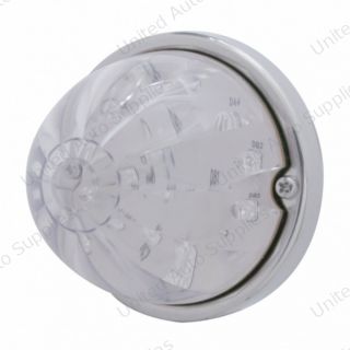 17 LED Dual Function Watermelon Flush Mount Kit With Low Profile Bezel - Amber LED/Clear Lens