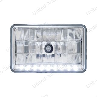 4" X 6" Crystal Headlight With 9 White LED Position Light - Low Beam