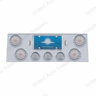 SS Rear Center Panel With 4X 10 LED 4" Lights & 3X 13 LED 2.5" Lights & Visors -Red LED/Clear Lens