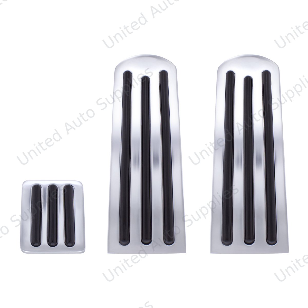 Chrome Pedal Set With Black Insert For Peterbilt