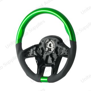 18" YourGrip Leather & Wood Candy Color Steering Wheel For 2012-2021 PB 579&2013-2021 KW T680-Emerald Green