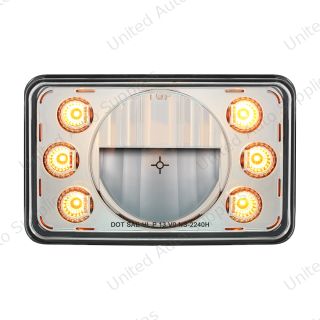 ULTRALIT - 4" X 6" LED Headlight With Dual Function 6 Amber LED Position Lights - High Beam
