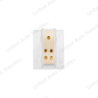 Gold Distribution Block with (1) 4 AWG input and (4) 8 AWG outputs, Rectangular Shape 1 Pc.