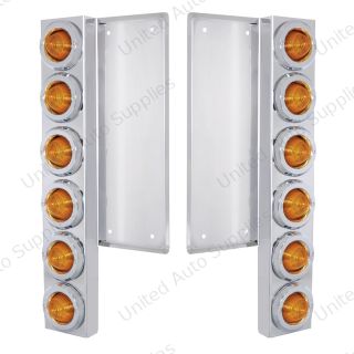 FL SS Front Air Cleaner Bracket W/12X 9 LED 2" Beehive Lights & Bezels -Amber LED & Lens