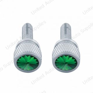 3/4" Short M6 Dash Screw With Crystal For Kenworth - Green Crystal (2-Pack)