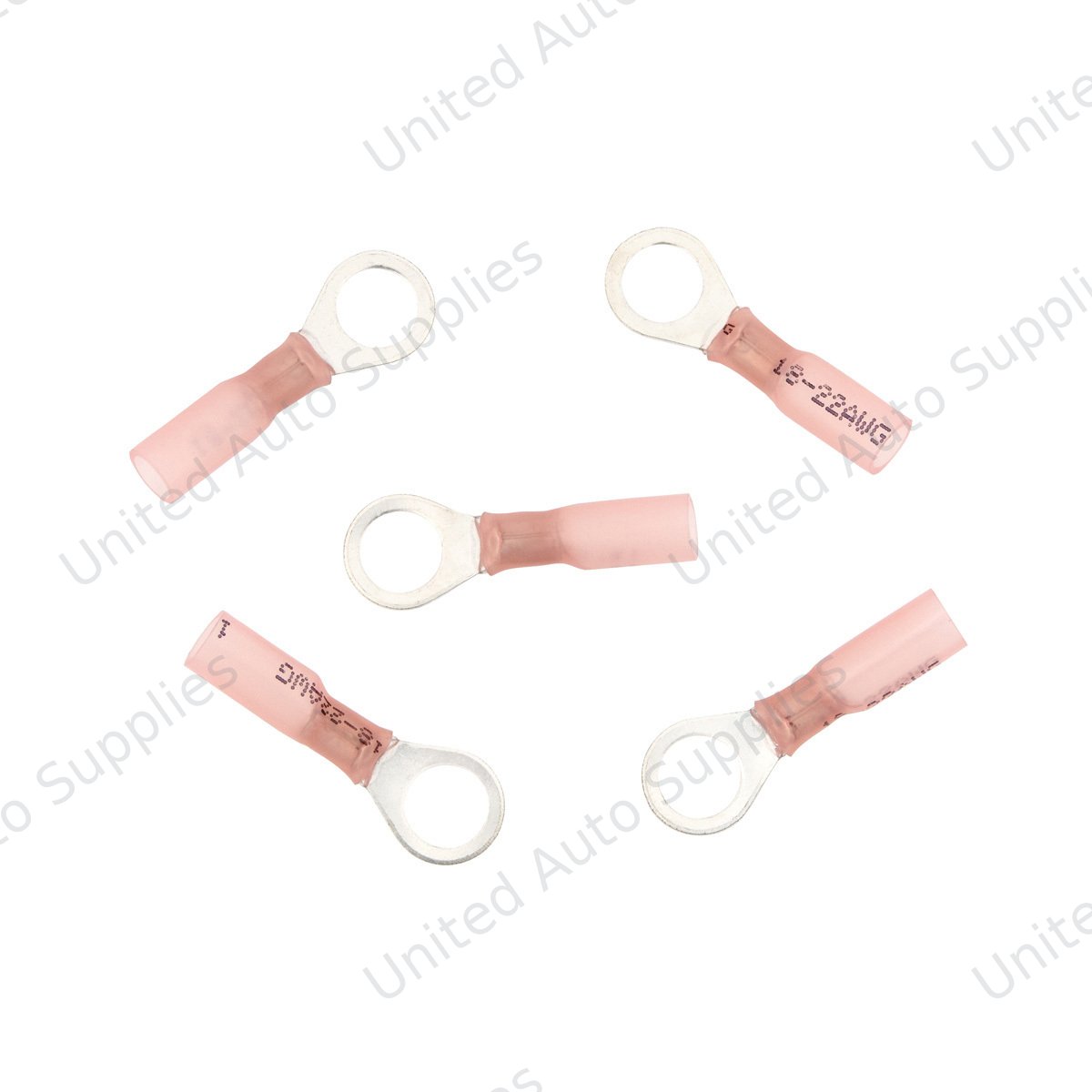 22-18 AWG 5/16" Stud CS Heat Shrink Ring Terminal - Red (5-Pack)
