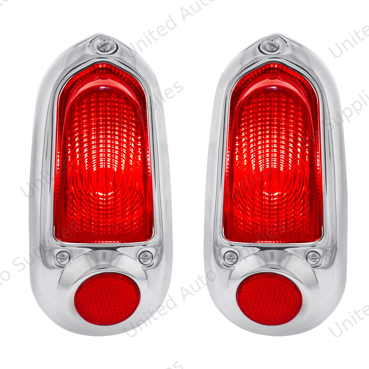 12V Tail Light With Stainless Steel Bezel For 1949-50 Chevy Passenger Car (Pair)