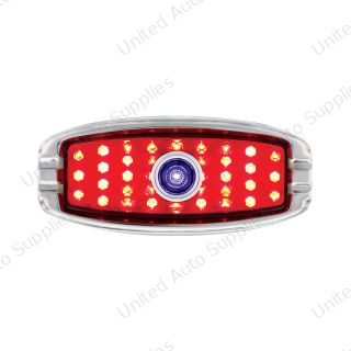 39 LED 1941-1948 Chevrolet Car Style Tail Light With Flush Mount Bezel, Red Lens With Blue Dot