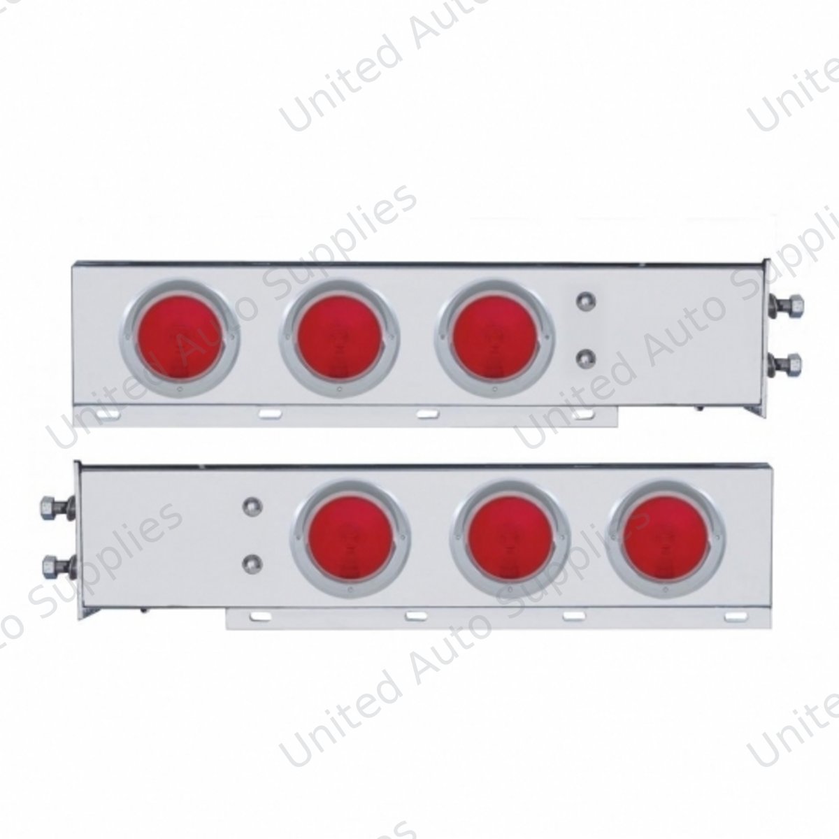 2.5" Bolt Pattern Chrome Spring Loaded Light Bar With 6X 4" Lights & Visors (Pair)