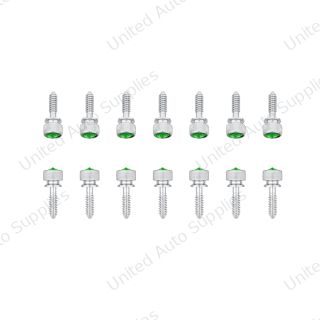 1/4"-20 Knurled Head Dash Screw For Peterbilt - Green Crystal (14-Pack)