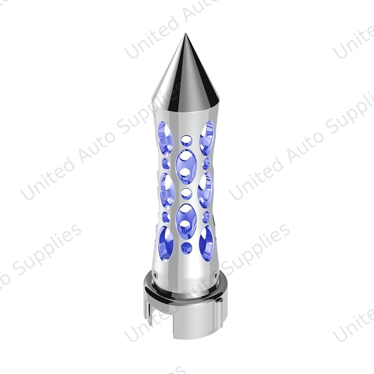 Thread-On Daytona Spike Gearshift Knob With LED 13/15/18 Speed Adapter - Chrome/Blue LED