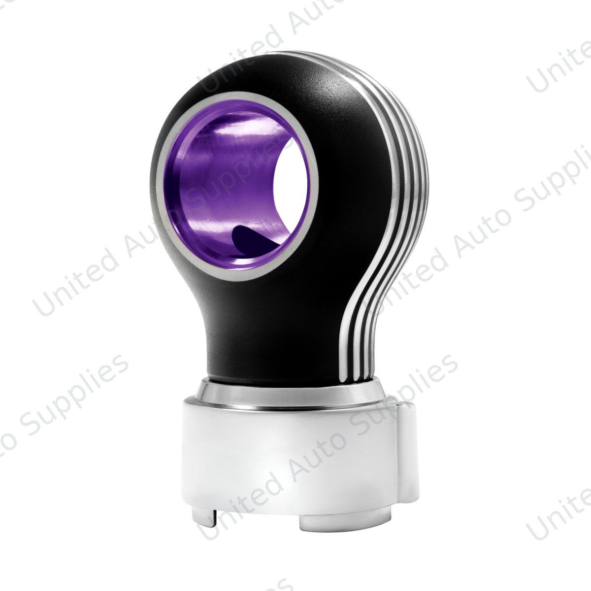 Thread-On Matte Black Carolina Gearshift Knob With LED 9/10 Speed Adapter-Purple LED