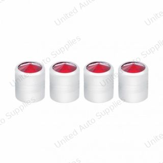 Chrome Round Valve Caps With Red Crystal (4-Pack)